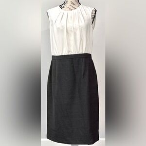 Brooks Brothers Sleeveless Black/White Color Block Button Back Sheath Dress